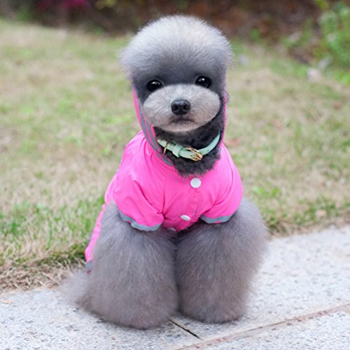 zunea hundemantel Kleine Hunde Regenmantel mit Kapuze wasserdicht Regenjacke Mesh gefüttert Puppy Zupfbürste reinwear Hund Pet Regen Gear/Anzug Jacke Jumpsuit Kleidung Rosa L