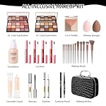 Makeup Kit for Women - Full Kit for Beginners Teens Girls, Includes 2 Eyeshadow Palettes, Blush Contour Highlighter Palette, Lip Gloss Set, Concealer - Black Case - Image 2