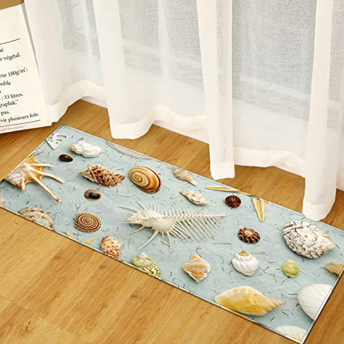 SHOMEY Tapis de Bain Coquille 50x80 cm Tapis Cuisine Tapis de Sol Tapis de Douche Lavable en Machine Tapis Absorbant pour Douche, Toilette, Cuisine Cover