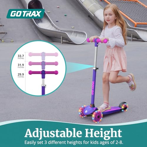 image for Gotrax KS1 Kids Kick Scooter, LED Lighted Wheels and 3 Adjustable Heig