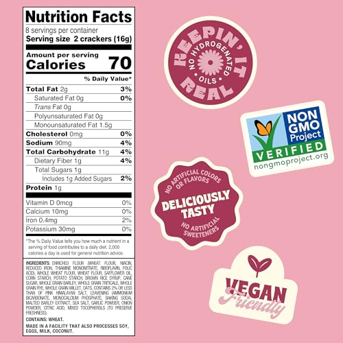 Image of Back To Nature, Crackers Flatbread Pink Himalayan Salt, 5 Ounce | Kosher, No Dairy Added, Plant Based, Wheat Flour, Non GMO No High Fructose Corn Syrup No Artificials, Wholesome Snacks 5oz