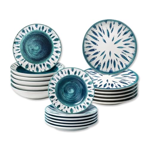 ARCA, Set 18 Piatti in Porcellana Collezione Fish, Servizio Tavola