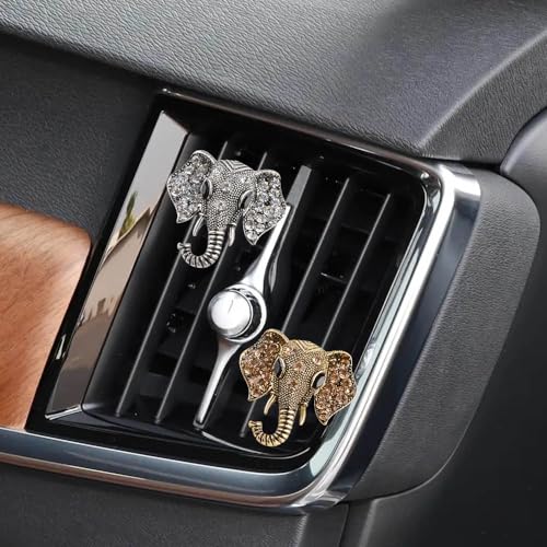 Image of ZOSTLAND Golden Car Decorative Vent Clip,Animal Air Fresheners,Bling Car Air Vent,Automotive Interior Personalized Decor Accessories,Applicable to Truck,SUV,Minivan (2Pcs Elephant)