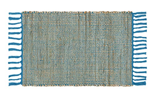 Image of The Home Talk Hand-Made Tablemat - Vintage Mats for Parties, Dining Table, Coasters - Decorative Placemats - 100% Jute Natural Fibers - Pack of 4 (13 x 19 Inches - Turquoise)