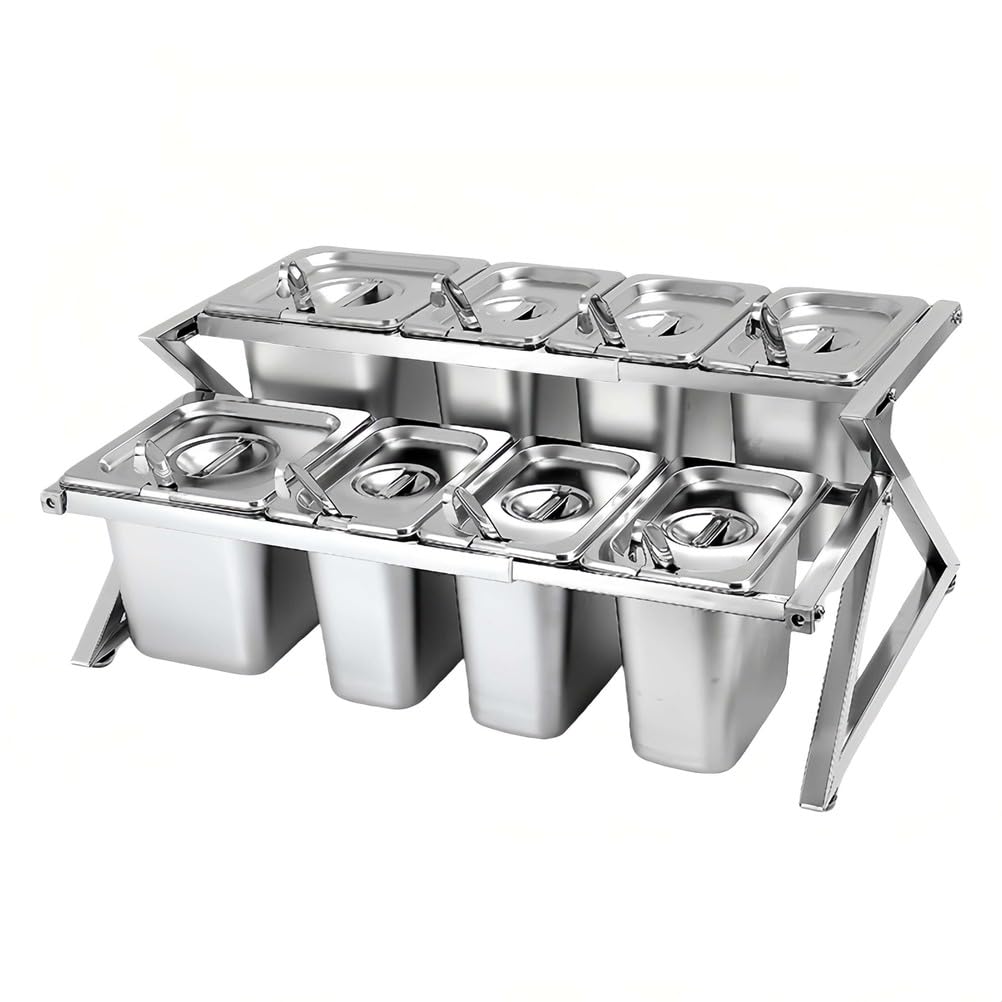 Étagère à épices extensible, étagère réglable en acier inoxydable avec cuillères et couvercles pour comptoir, armoire de cuisine