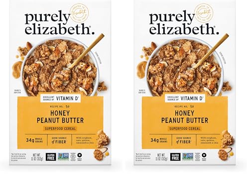 Image of Purely Elizabeth, Honey Peanut Butter, Superfood Cereal with Vitamin D (1 Box, 11oz), 6g Fiber (Pack of 2)