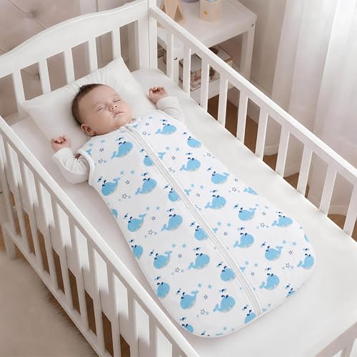 Image of StarAndDaisy Baby Swaddle Wrap /Sleeping Bag for New Born Baby /Organic Muslin with Zipper /Swaddle Cloth for Newborn Baby, Comfortable Sleeping Sack for 0-6 Months boy & Girl -Dolphin