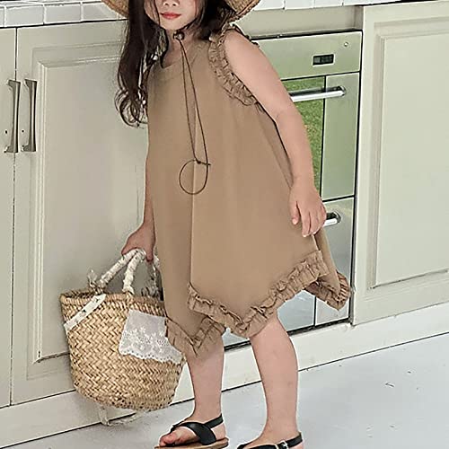 Generic Girl's Sleeveless Casual Sundress Holiday Irregular Princess Dress Dress Kids Girl Summer Holiday Outdoor Dress2