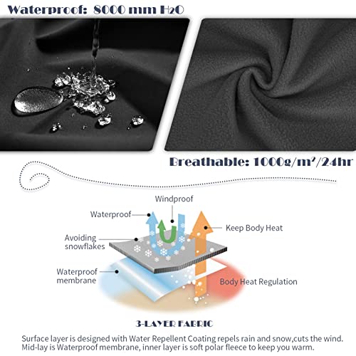 33,000ft Softshelljacke Damen Wasserdichte Atmungsaktive Warme Winterjacke Fleece Übergangsjacke Winddichte Funktionsjacke mit Kapuze Schwarz M