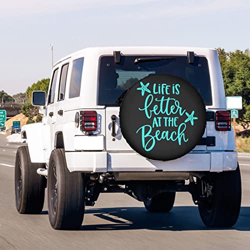 Image of Life at The Beach Spare Tire Cover Dust-Proof Wheel Tire Cover Fit Trailer, RV, SUV and Many Vehicle 17 Inch