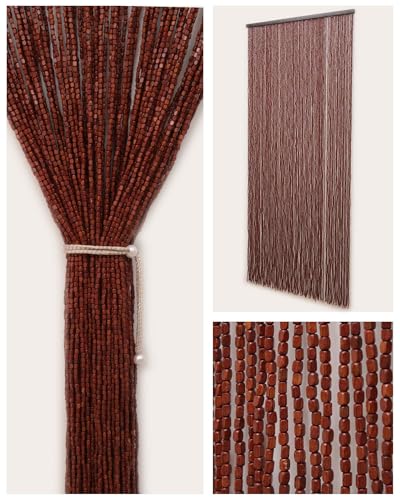 Erfolkerz 90 Strands Beaded Curtain for Doorways -35.5"x79"- Handmade Natural