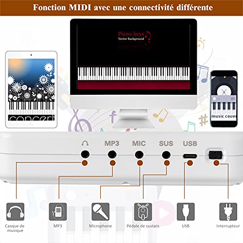 COSTWAY Clavier Électronique Portable 2 en 1 88 Touches avec Fonction Bluetooth Piano Numérique avec Filtres Dynamiques… - Les Beatles, Paul McCartney, John Lennon, RIngo Starr, George Harrison COSTWAY Clavier Électronique Portable 2 en 1 88 Touches avec Fonction Bluetooth Piano Numérique avec Filtres Dynamiques… – Image 6