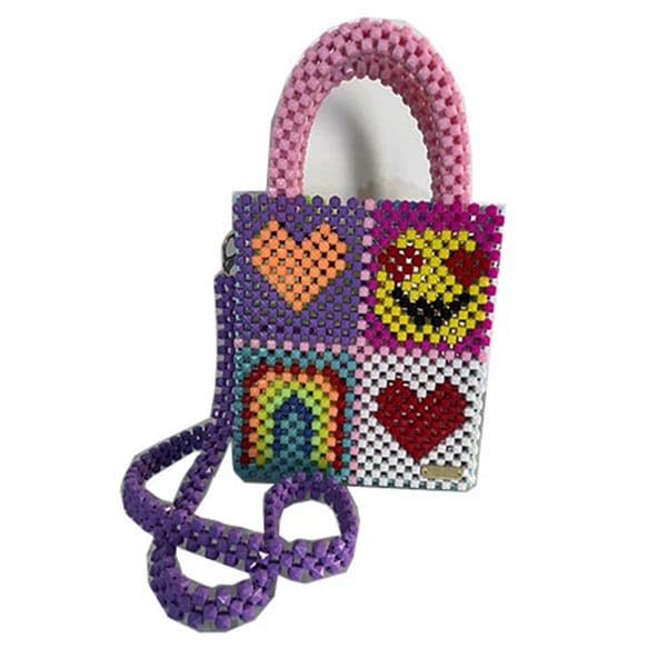 Bolsa de Miçanga Happy Colorida e Desenhada
