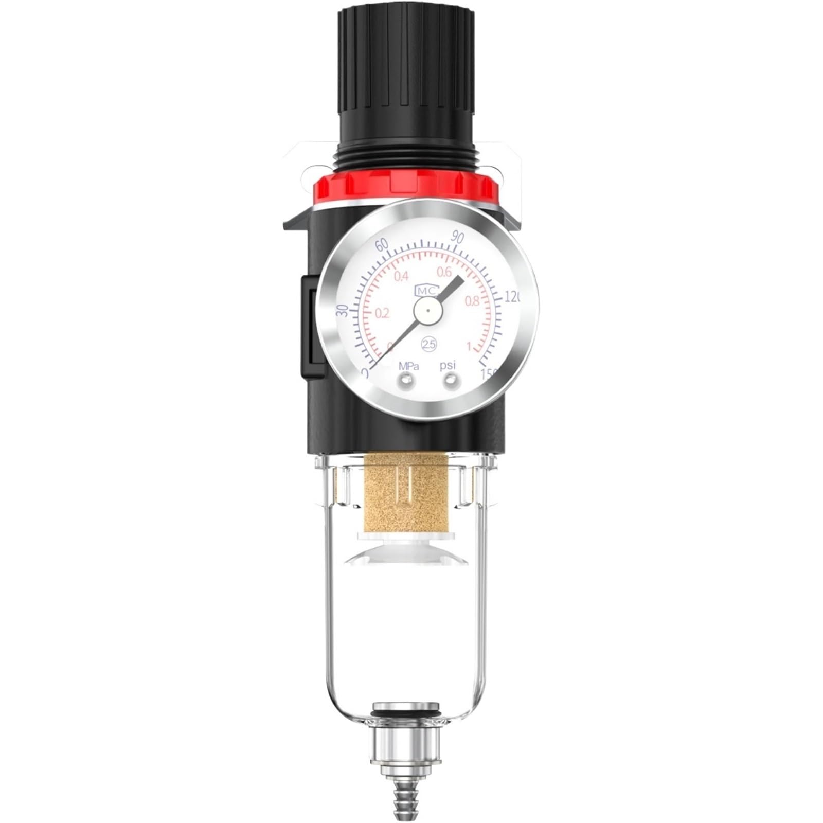 1 sztuka AFR2000 G1/4 pneumatyczny regulator filtra powietrza z manometrem / zaworem sterującym przepływem/opróżnianiem sprężarki powietrza / regulatorem prędkości (biały)
