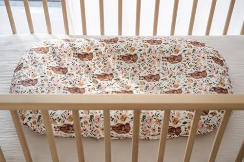 Image of Little Jump 2 Pack Baby Lounger Cover, Stretchy and Soft Newborn Lounger Cover, Infant Lounger Slipcover for Boys Girls, Covers Only Cowgirl Boots hat Highland Cows Floral (2 Pack Cowgirl)