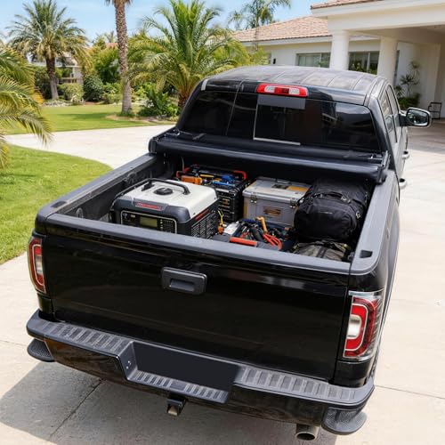 Image of RHOBRA Soft Quad-Fold Truck Bed Tonneau Cover Compatible with 2007-2026 Chevy Silverado /GMC Sierra 1500 5.8 ft Bed, 26.5oz Vinyl Soft Truck Bed Cover, Weather Resistant Bed Cover