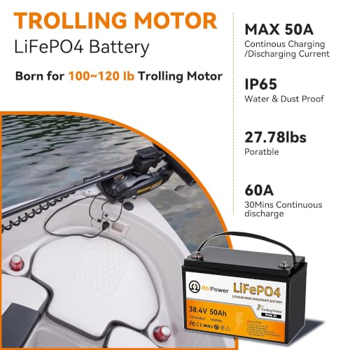 Image of 3 PACK 36V 50Ah Trolling Motors Lithium LiFePO4 Battery, Built-in 50A BMS, 1.2C Discharge 60A Current,Deep Cycle Group31 Battery, Perfect for Trolling Motor,RV, Boat, Marine, Solar