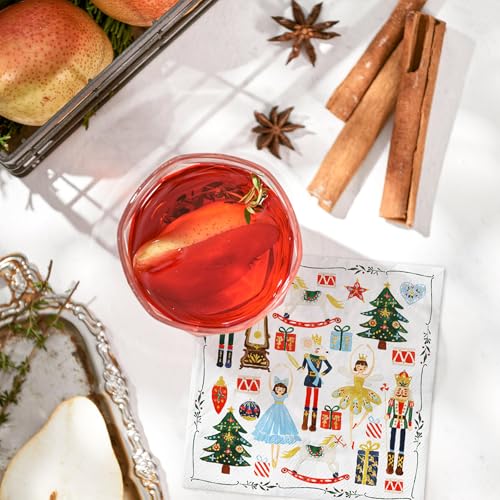 80Pcs Christmas Cocktail Napkins Watercolor Nutcracker Disposable Paper Napkins Beverage Napkins for Xmas Party Tableware Supplies – Image 4