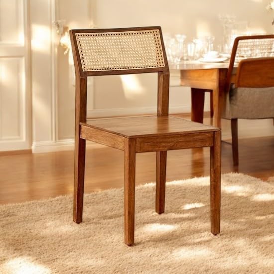 Image of Furniture Solid sheesham Wooden Cane Chair Connection Terra Brown Sheesham Wood Dining Chair Set Off 2 (honet Finish top)