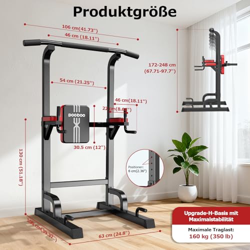 Ø 30 mm für optimalen Grip bei Chin-ups und Muskelaufbau. - Detailansicht von Pooboo Power Tower Deal – Kraftstation...