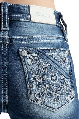 Miss Me Women's Paisley Swirl Mid-Rise Bootcut Jeans3