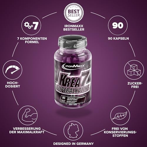 IronMaxx Krea7 Superalkaline Kreatin Tabletten - 90 Stück | hochdosierte 7-Komponenten-Formel | zuckerfrei – Ansicht 5