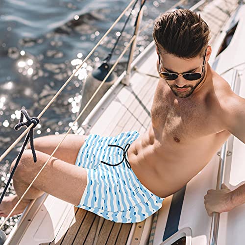 Short de bain à rayures bleues et blanches multicolore taille S avec doublure