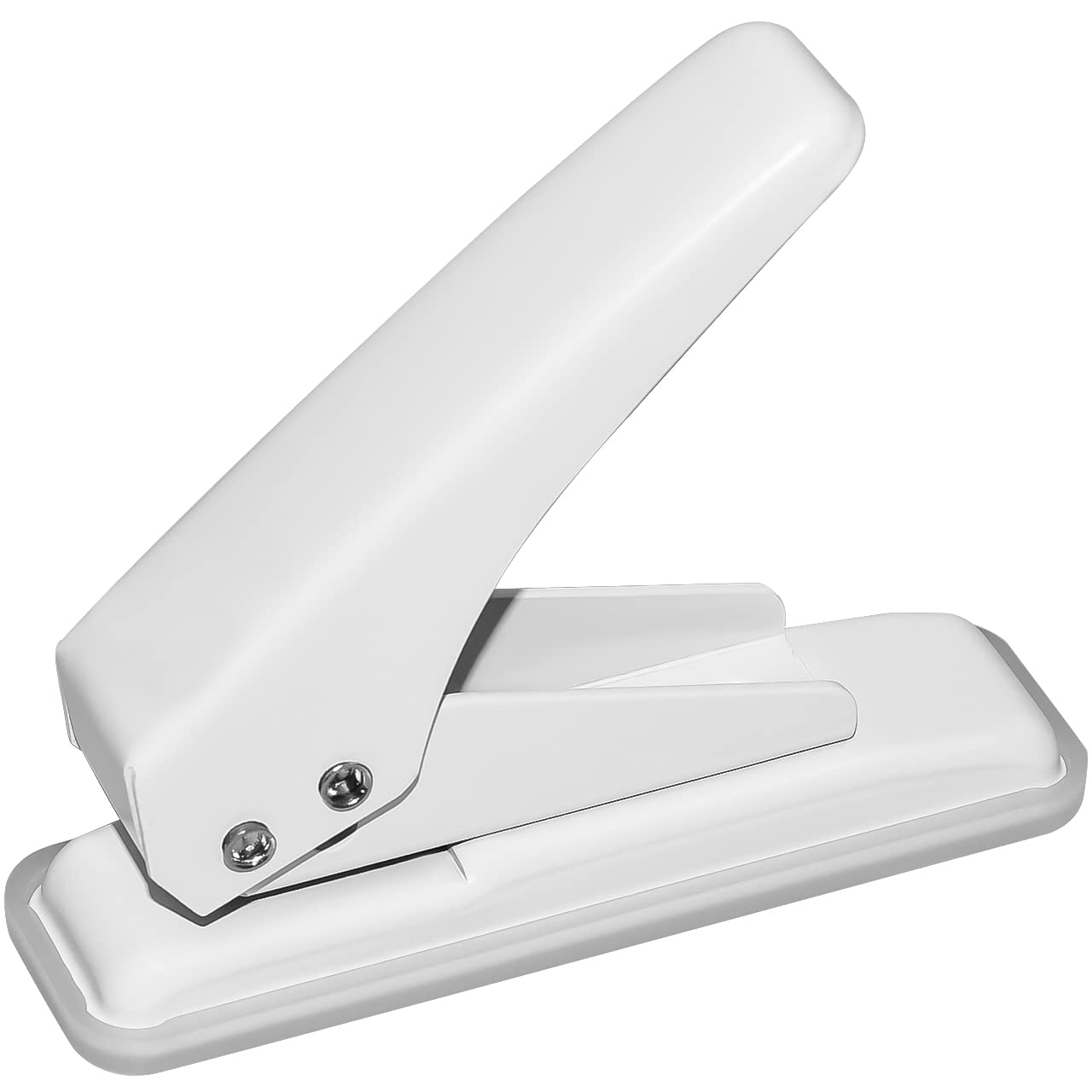 JIKIOU Single Hole Punch, 1-Hole Punch, Handheld Hole Punches for Paper, 20 Sheets Capacity, Metal, White