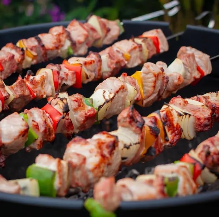 10 Brochettes à Barbecue En Acier Inoxydable 30 Cm – Avec Poignée En Bois, Réutilisables, Pour Viandes, Légumes, Kebabs