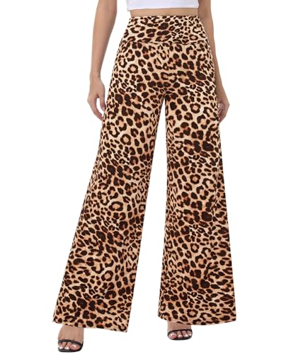 Image of ZOOSIXX Wide Leg Palazzo Pants for Women - High Waist Casual Beach Lounge Pants Loose Flowy Pants Stretchy Trousers