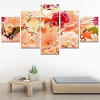 SIGNWIN 5 Panel Canvas Wall Art Pink Petals for Home Decorations Ready to Hang - 60