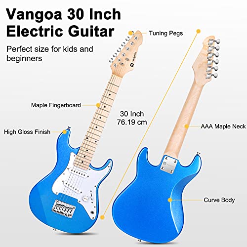 Kids Electric Guitar Vangoa 30 Inch Electric Guitar for Kids Beginner Kit for Boys Girls with 5W Amp, Bag, Strap, Extra Strings, Capo, Tuner, Picks, Cable (Blue) - Image 3