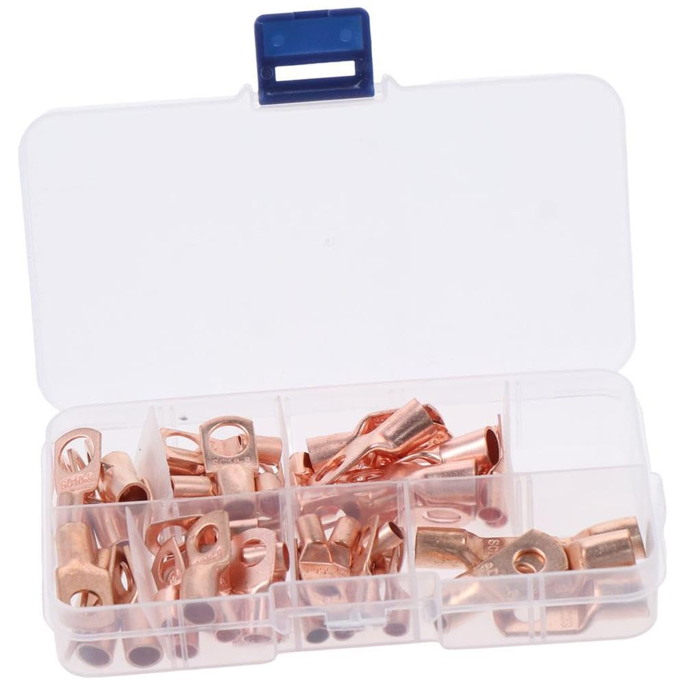 HOBBYIN 60Pcs Assorted Wire Lugs Battery Cable Ends, SC6-25 Heavy Duty Eyelets SC Ring Terminals Connectors Electrical Eyelets Terminals Assortment Kit