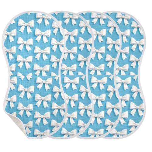 White Bows Baby Burp Cloths for Boys and Girls, Soft Muslin Spit Up Towels, 22"x11" Newborn Essentials for Feeding and Drooling, 1 Pack3