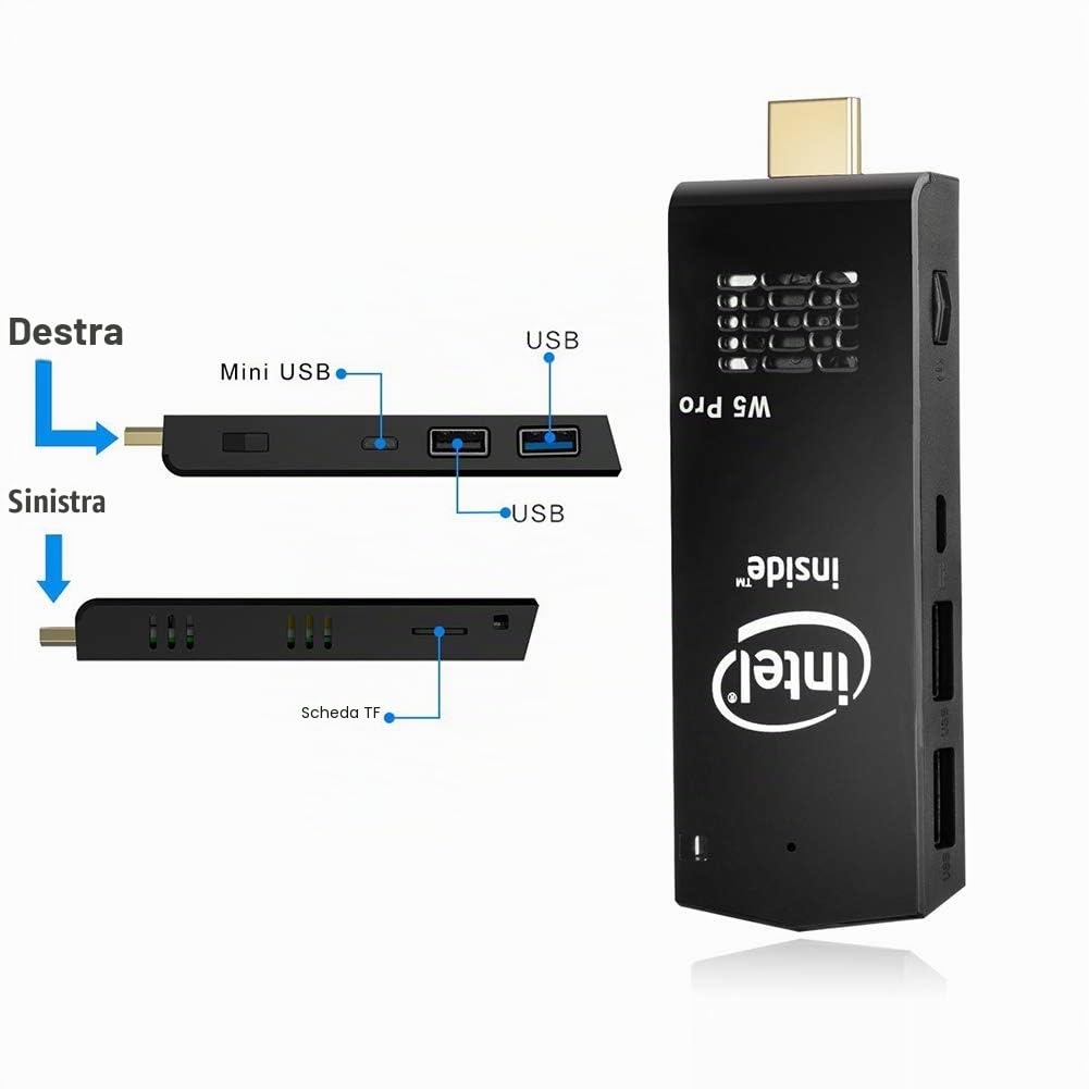 Intel Mini PC Atom x5-Z8350 fino a 1.92Ghz 2GB/32GB Quad Core Computer Stick Windows 10 Professional HDMI 4K USB 3.0