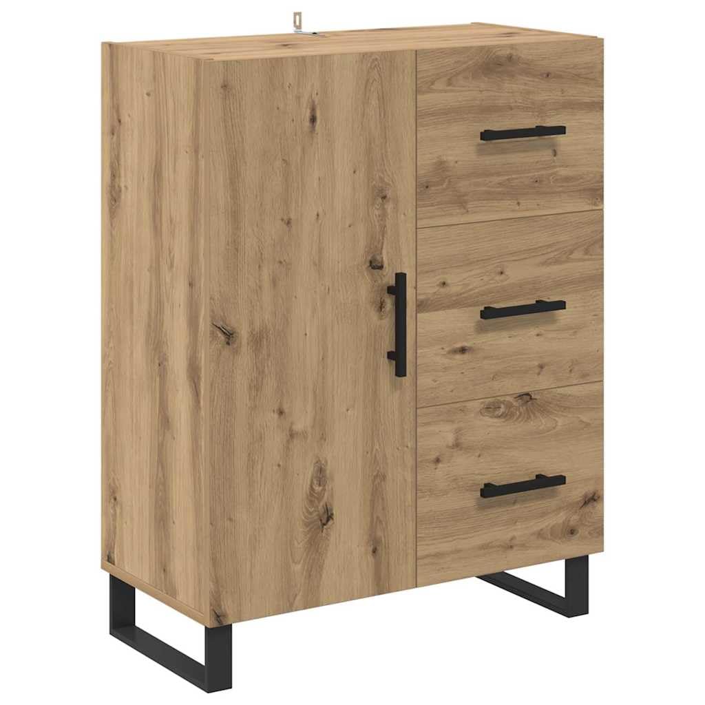 Meuble haut en chêne Artisan 69,5 x 34 x 180 cm avec tiroir et porte, buffet moderne avec beaucoup d'espace de rangement, étagère et étagère pour salon, salle à manger, couloir, bureau