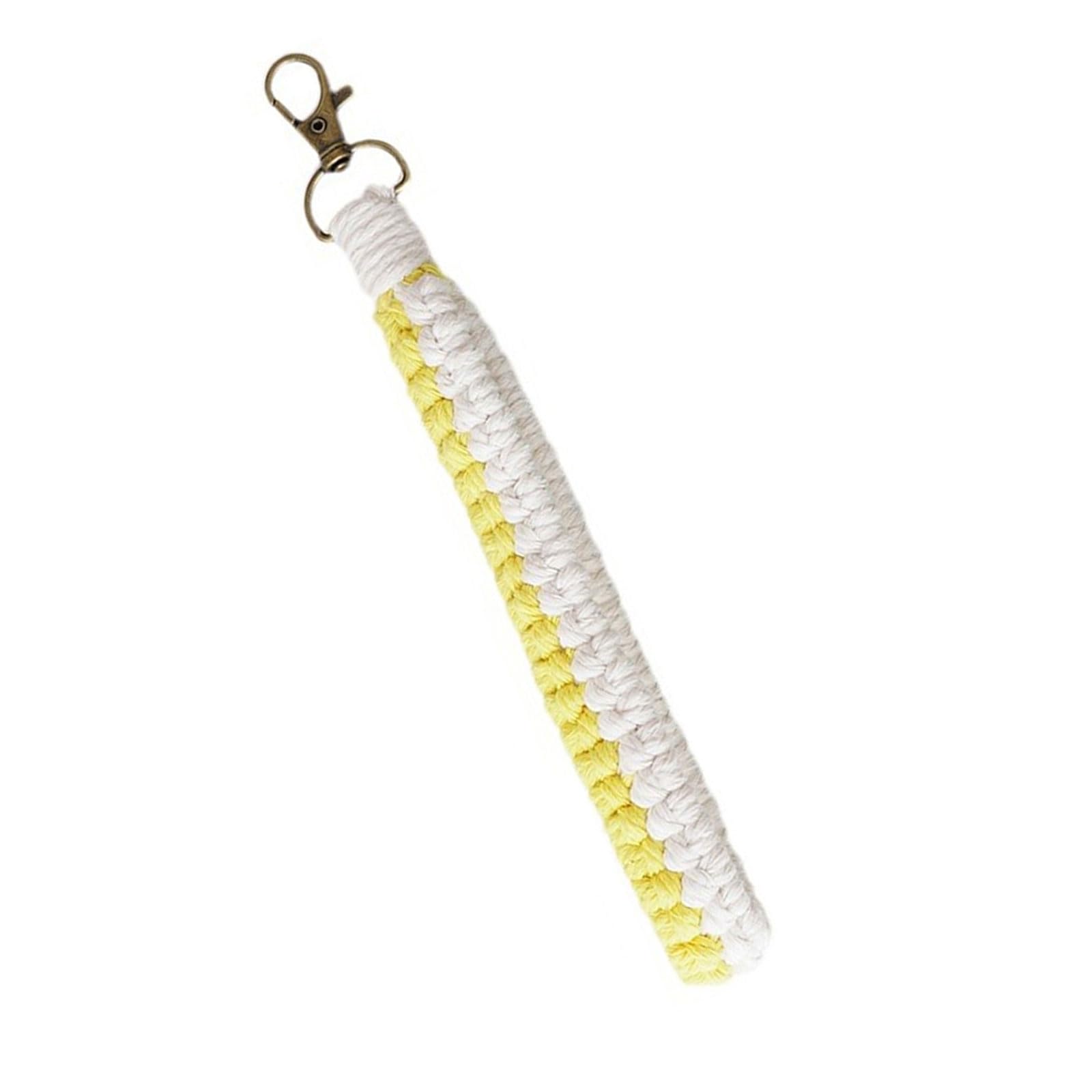 Tsophreniq Handwoven Keychain Cotton Rope with Metal Clasp Keyring Colorful Braided Wristlet Chain Women Phone Charm Lanyard Backpacks Accessory