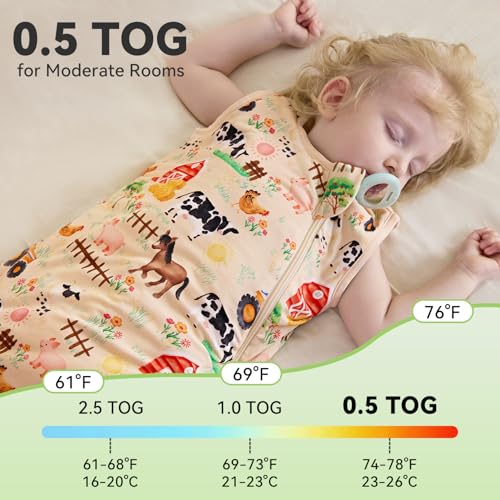 Image of Bamboo Viscose Sleep Sack for Baby, 1.0 & 0.5 Tog Wearable Blanket
