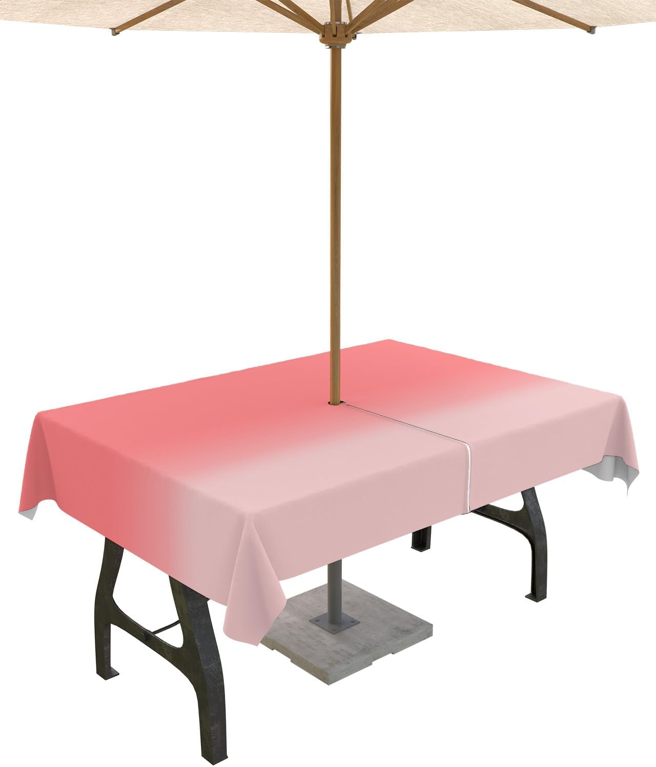 Outdoor Tablecloth with Umbrella Hole and Zipper Red Pink Ombre Rectangle Outdoor Tablecloths 60x120 Table Cloths Gradient Gradual Color Patio Table Cloth Cover for Outdoor Tables Picnic BBQS Garden