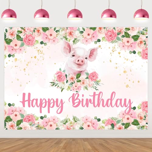 Décoration anniversaire cochon rose pour fêter le premier anniversaire de votre bébé
