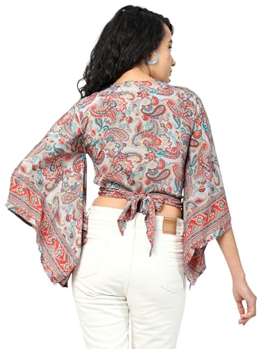 Image of KE Kanha Exports top for Women Stylish Western | wrap Tops for Woman | Perfect on Jeans Tops for Woman | Summer top | Beach Outfits Dress for Women Stylish(Light Slate 4769)