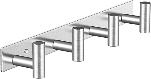 Perchero montado en la pared, 4 ganchos, ganchos de pared de acero inoxidable resistentes para toallas, abrigos, percheros, percheros, toalleros