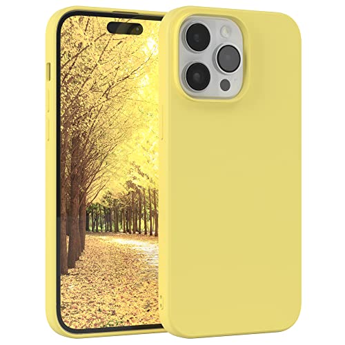 EAZY CASE Coque de protection en silicone pour iPhone 14 Pro Max, en silicone jaune, souple, résistante aux chocs, avec protection de l'appareil photo, fine,...