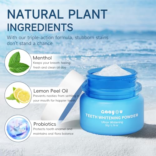 Image of Tooth Whitening Powder Remineralizing Teeth Whitening Powder Instant Tooth Powder Mint Flavor Teeth Whitener Toothpaste Powder for Tooth Stain Removal 50g /1.76oz