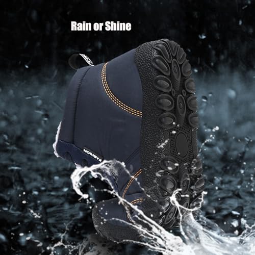 Helenbra Men's Winter Snow Boots,Hand Stitching Lace Up Outdoor Anti-Slip Waterproof Fur Lined Warm Sneakers Lightweight Flat Walking Shoe Casual Ankle Boots2