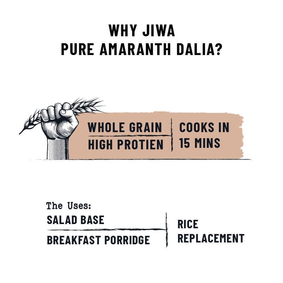 Image of Jiwa Pure Amaranth Dalia | 500 G | Cooks In 15 Minutes | Millet | Broken Rajgira /Amaranth Daliya | Gluten Free