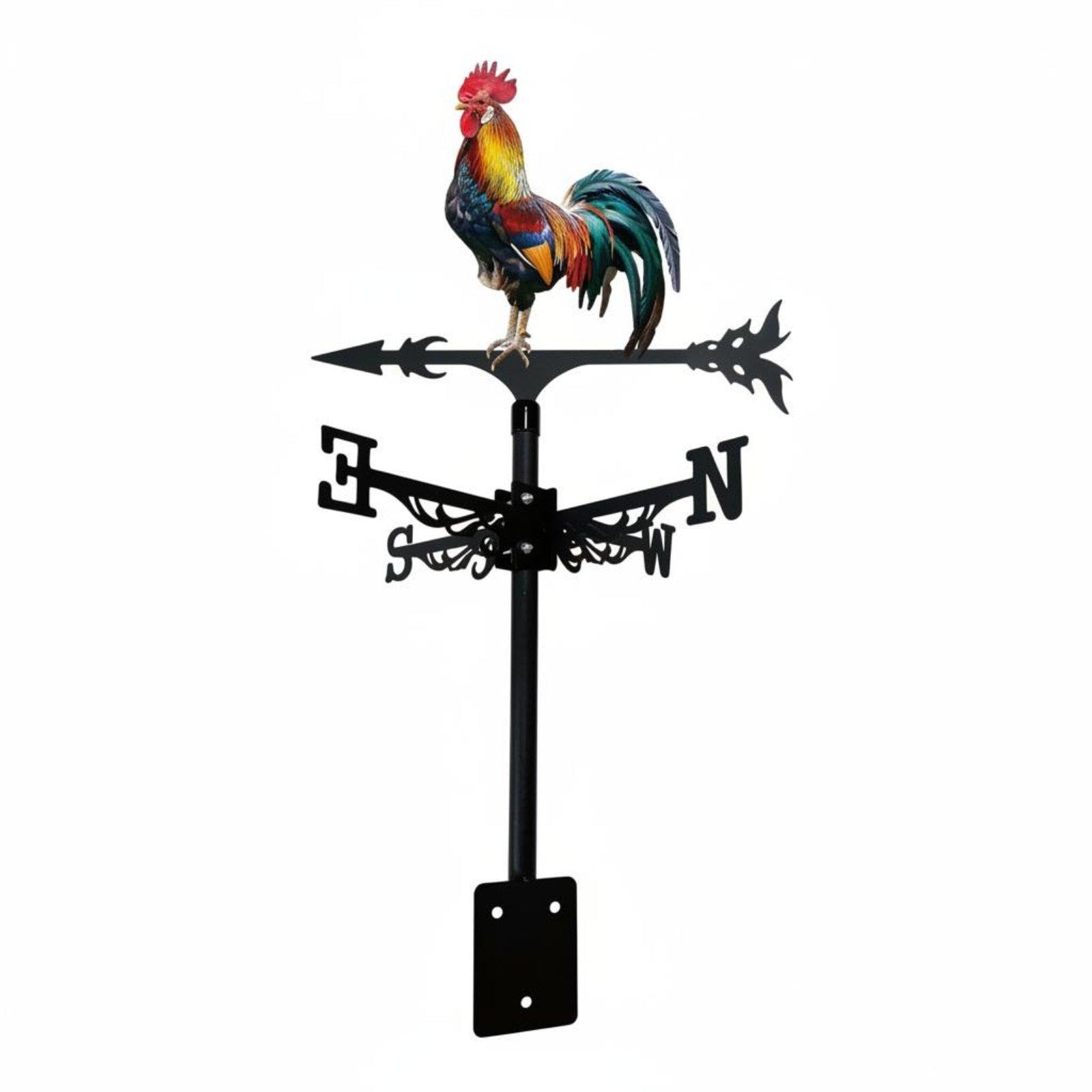 Weathercock Weathervane Wrought Iron Metal Weathercock Weather Resistant Roof Mount Wind Indicator for Garden, Rooftop, Farmhouse Rooster T137-image-44
