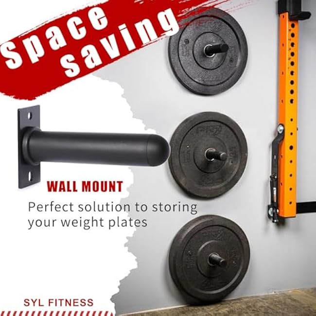 SYL Fitness Wall Mounted Weight Plate Holder, Fit 2 inch Olympic Weight Plates, Scratch Resistant Surface