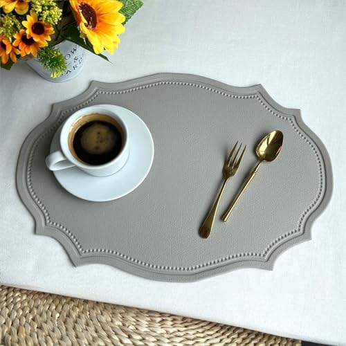 Sets de table gris clair lot de 6 de forme irrégulière 29,5x43 cm