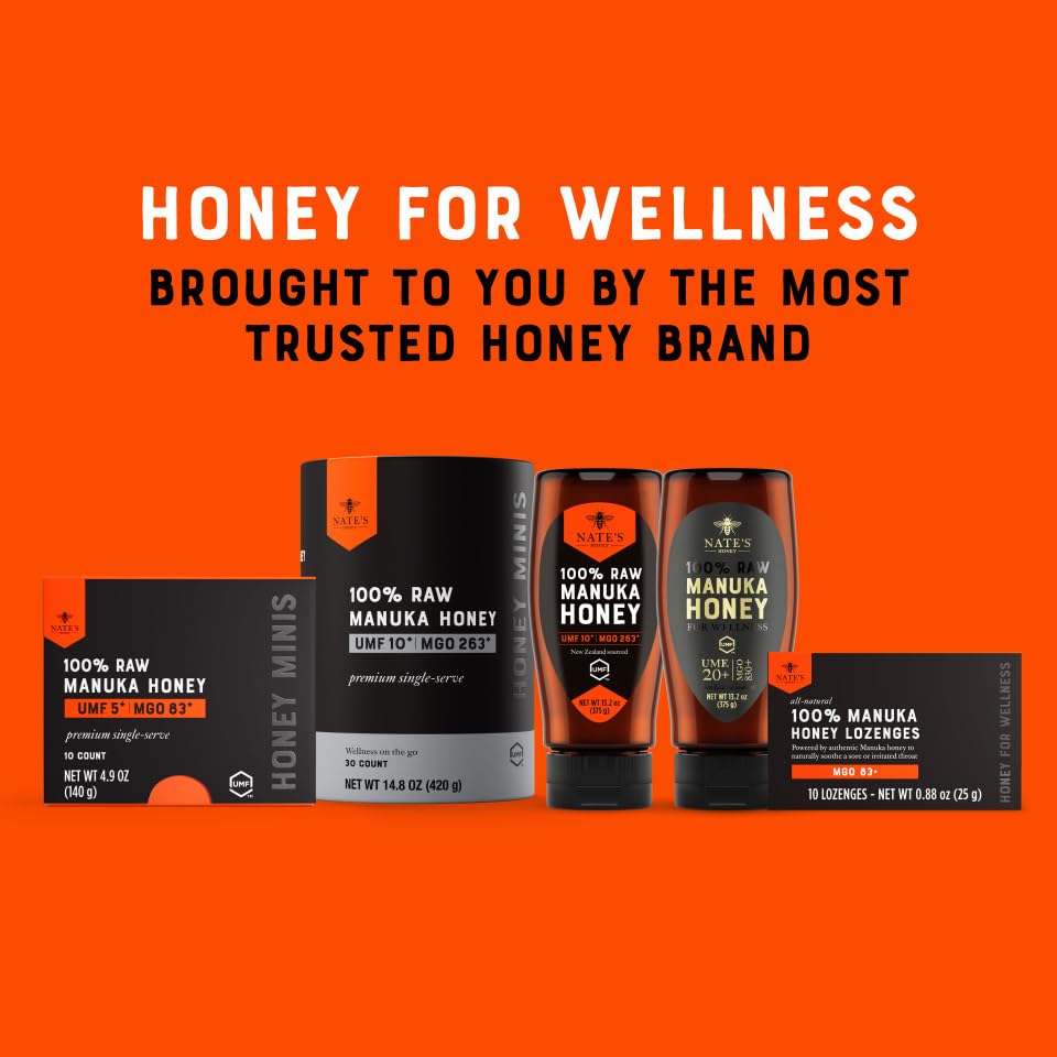Image of Nate's Manuka Honey Lozenges - 10-Count Blister Pack | MGO 83+ - Soothing Throat Lozenges with New Zealand Manuka Honey for Natural Immune Support